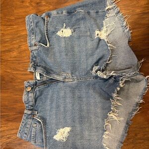 Forever 21 Blue High-Rise Denim Shorts
